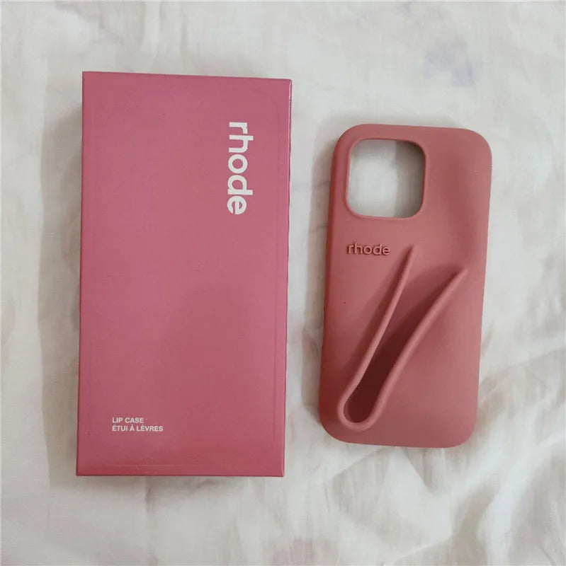 Our Original Rhode Phone Case for iPhone 11 12 13 14 15 16 Pro Max Plus Lipstick Soft Silicone Bumper Lip Gloss Holder Makeup Cover for girl accessories, go for it my dear friend (lipstick not included)