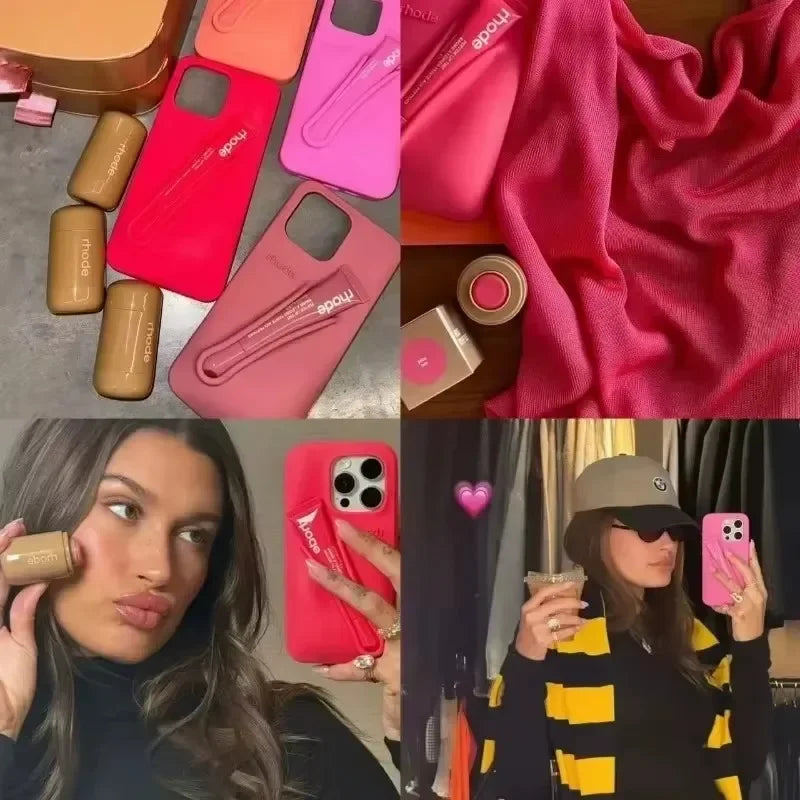 Our Original Rhode Phone Case for iPhone 11 12 13 14 15 16 Pro Max Plus Lipstick Soft Silicone Bumper Lip Gloss Holder Makeup Cover for girl accessories, go for it my dear friend (lipstick not included)