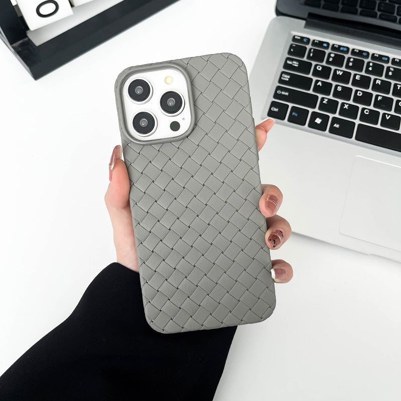 Our premium case Braided Textured Phone Case for IPhone 16 15 14 11 12 13 Pro Max Liquid Silicone Knitted Pattern Breathable Cooling Back Cover for men