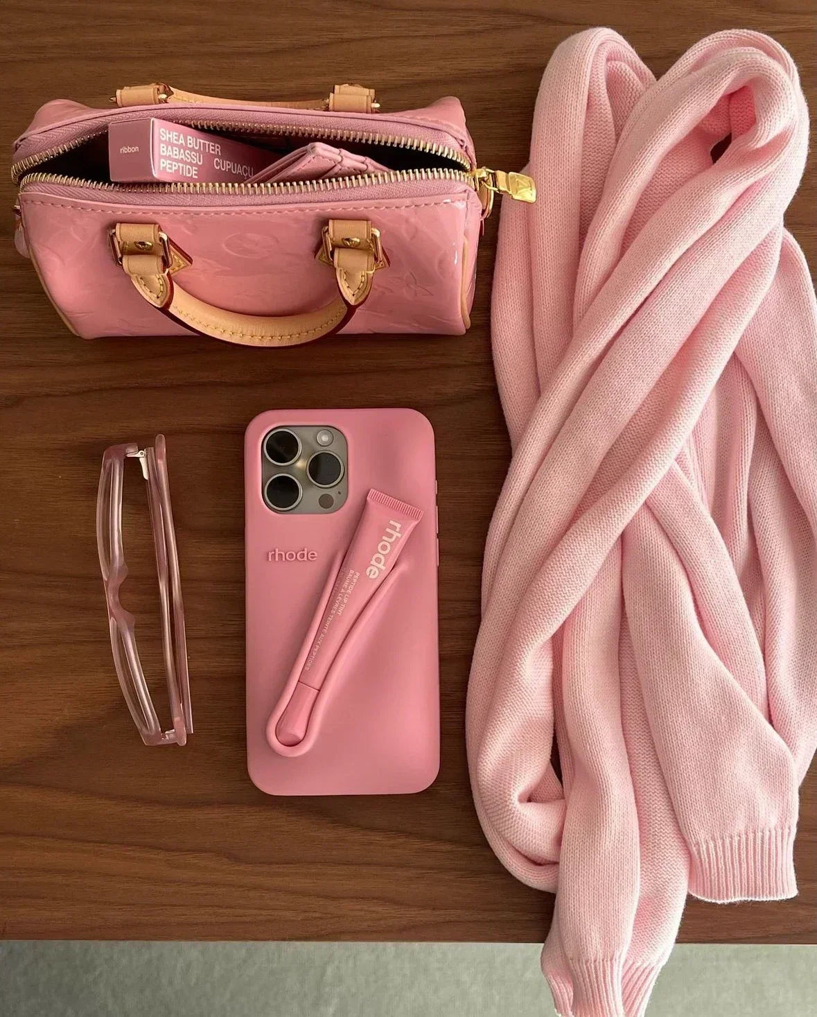 Our Original Rhode Phone Case for iPhone 11 12 13 14 15 16 Pro Max Plus Lipstick Soft Silicone Bumper Lip Gloss Holder Makeup Cover for girl accessories, go for it my dear friend (lipstick not included)