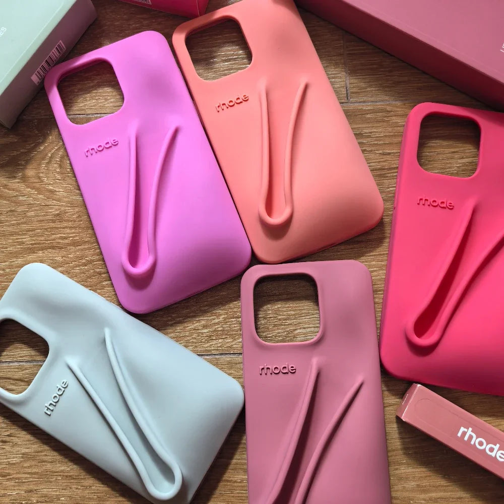 Our Original Rhode Phone Case for iPhone 11 12 13 14 15 16 Pro Max Plus Lipstick Soft Silicone Bumper Lip Gloss Holder Makeup Cover for girl accessories, go for it my dear friend (lipstick not included)