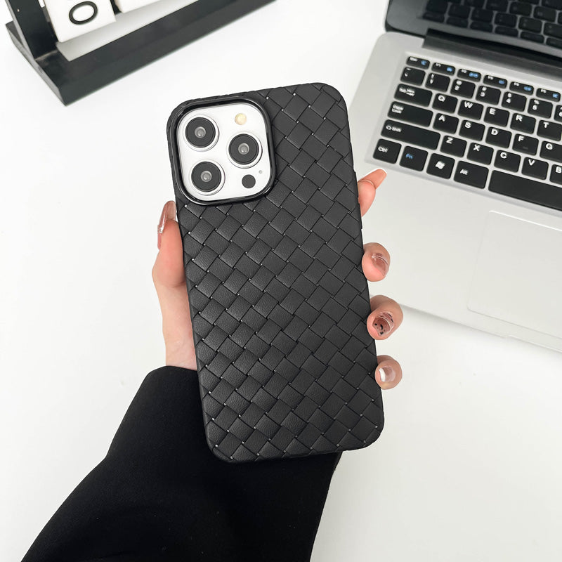 Our premium case Braided Textured Phone Case for IPhone 16 15 14 11 12 13 Pro Max Liquid Silicone Knitted Pattern Breathable Cooling Back Cover for men