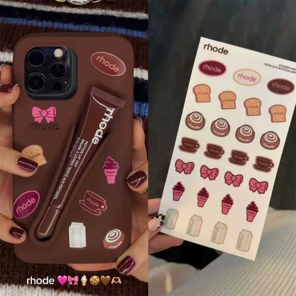 Luxury Rhode DIY Lipstick Soft Silicone Case for iPhone 16 15 13 11 14 12 Pro Max Plus Portable Lip Gloss Holder Ins Phone Cover for girl accessories, go for it my dear friend (lipstick not included).