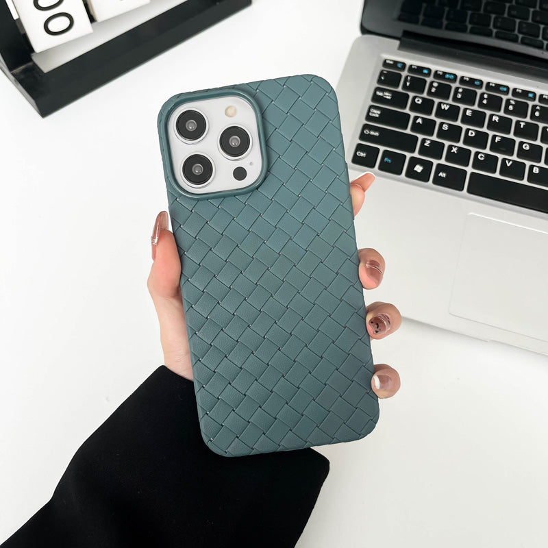 Our premium case Braided Textured Phone Case for IPhone 16 15 14 11 12 13 Pro Max Liquid Silicone Knitted Pattern Breathable Cooling Back Cover for men