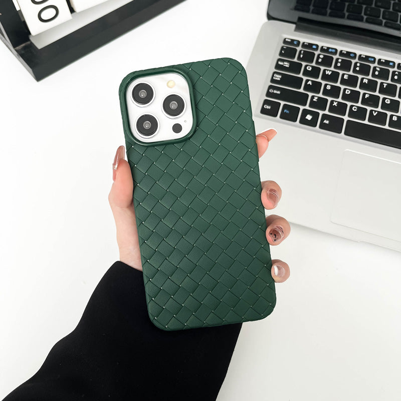 Our premium case Braided Textured Phone Case for IPhone 16 15 14 11 12 13 Pro Max Liquid Silicone Knitted Pattern Breathable Cooling Back Cover for men