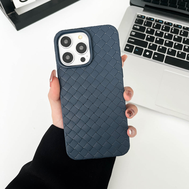 Our premium case Braided Textured Phone Case for IPhone 16 15 14 11 12 13 Pro Max Liquid Silicone Knitted Pattern Breathable Cooling Back Cover for men
